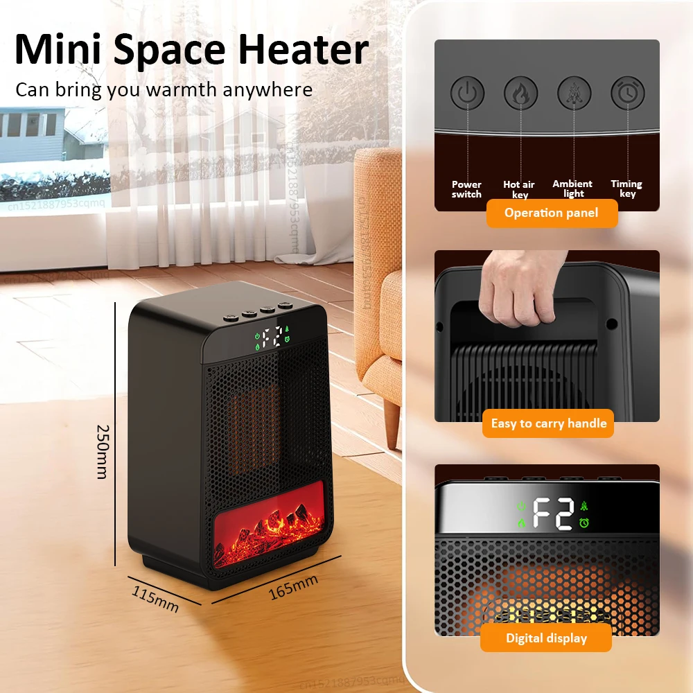Soplador de aire caliente, calentador eléctrico de escritorio con termostato, ventilador de calefacción, soplador de aire caliente para el hogar, dormitorio, calentador de espacio de oficina