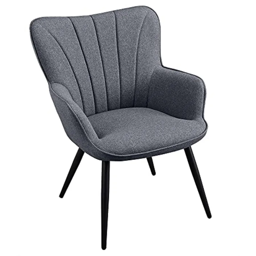 

Accent Chair Modern and Elegant Armchair Linen Fabric Vanity Chair with Mental Legs and High Back for Living Room Bedroom Offic