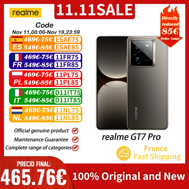realme-Smartphone avec Snapdragon 8, version globale, Smartphone avec GPS NDavid, Snapdragon 8, Elite 6.78, 120Hz, cuillère à soupe, écran OLED, 120W SUPERVOOC, appareil photo 50MP, 7 Pro, 5G realme-Smartphone avec Snapdragon 8, version globale, Smartphone avec GPS NDavid, Snapdragon 8, Elite 6.78, 120Hz, cuillère à soupe, écran OLED, 120W SUPERVOOC, appareil photo 50MP, 7 Pro, 5G
