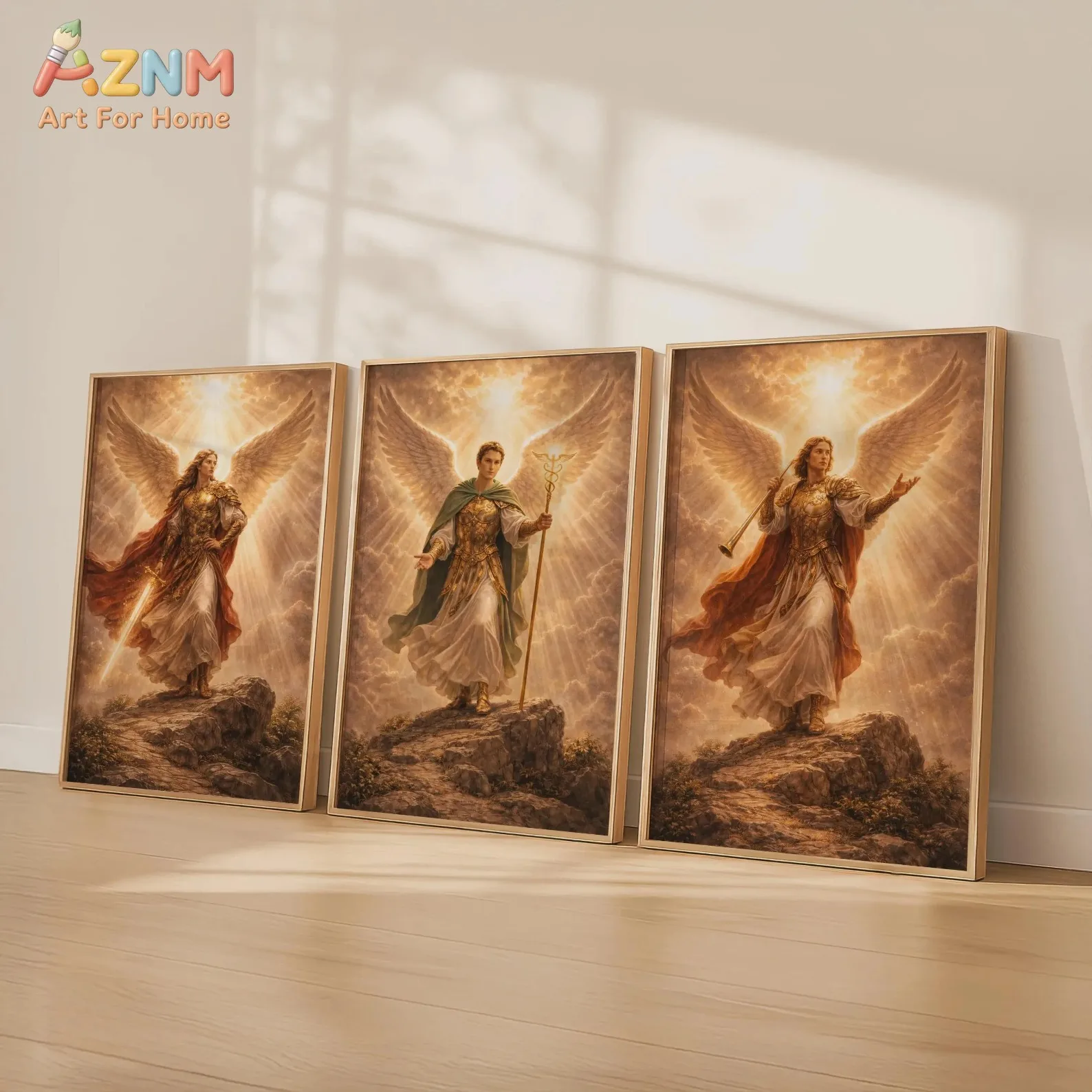 Archangels Wall Art Set of 3 - Michael, Gabriel & Raphael Art Prints, Religious Art, Christian Posters for  Home Decor