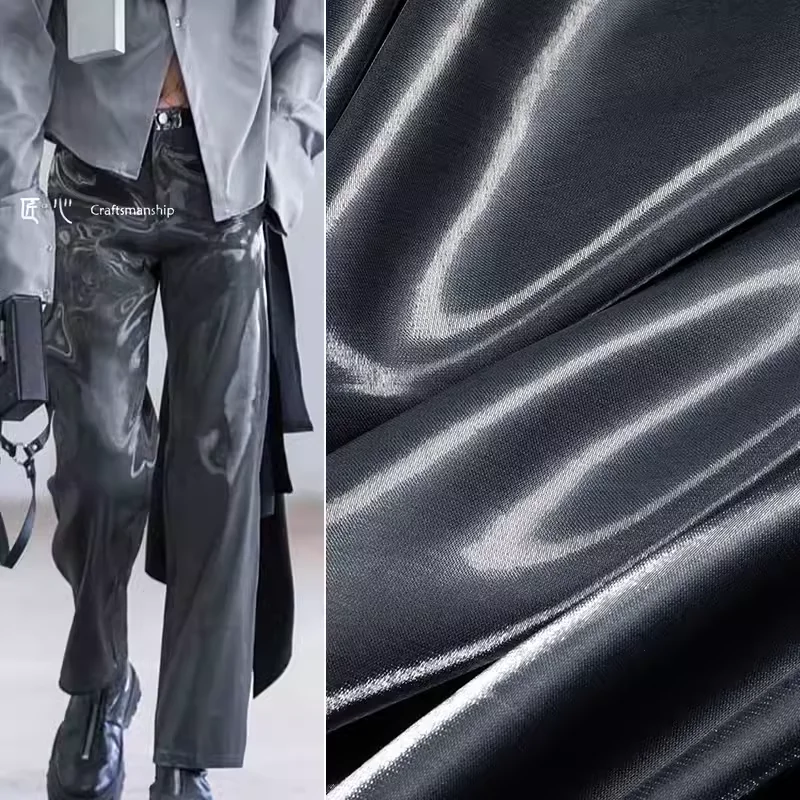 Liquid Crystal Shiny Reflective Fabric Satin Firm Thick DIY Sewing Windbreaker Pants Suits Fashion Fabrics