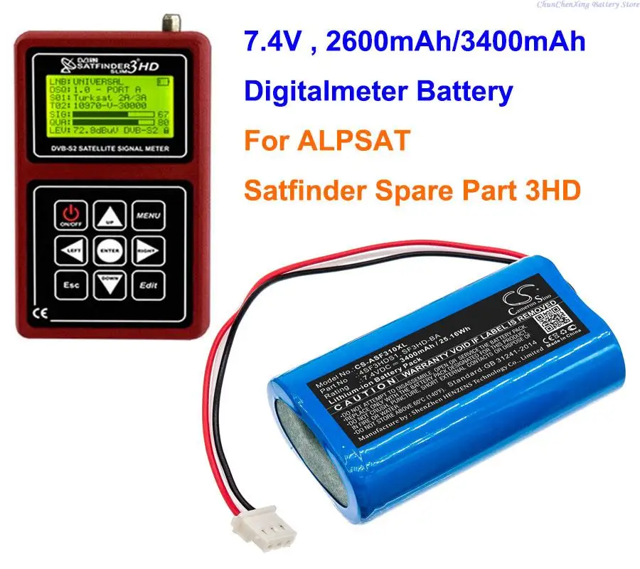 

OrangeYu 2600mAh/3400mAh Digitalmeter Battery 4SF3HDS1, SF3HD-BA for ALPSAT Satfinder Spare Part 3HD