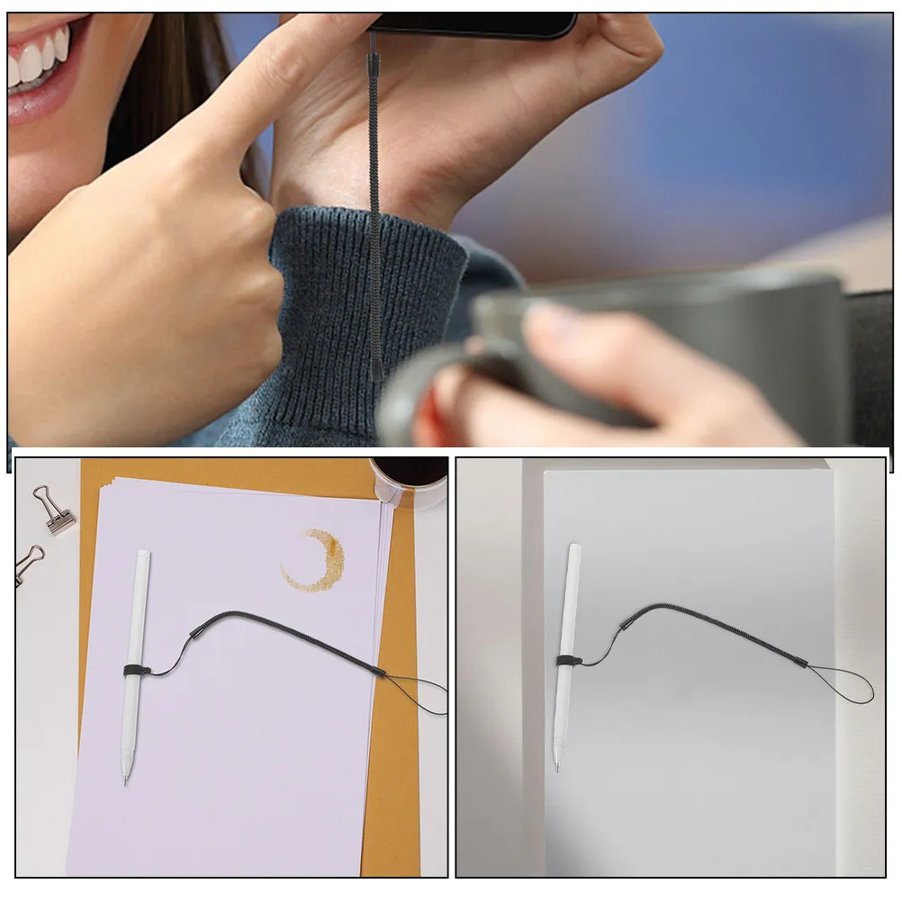 8Pcs Phone Strap Lanyard For Travel Coiled Cord Stylus Pen Anti Lost Elastic Rope Office Drawing Tool Safety