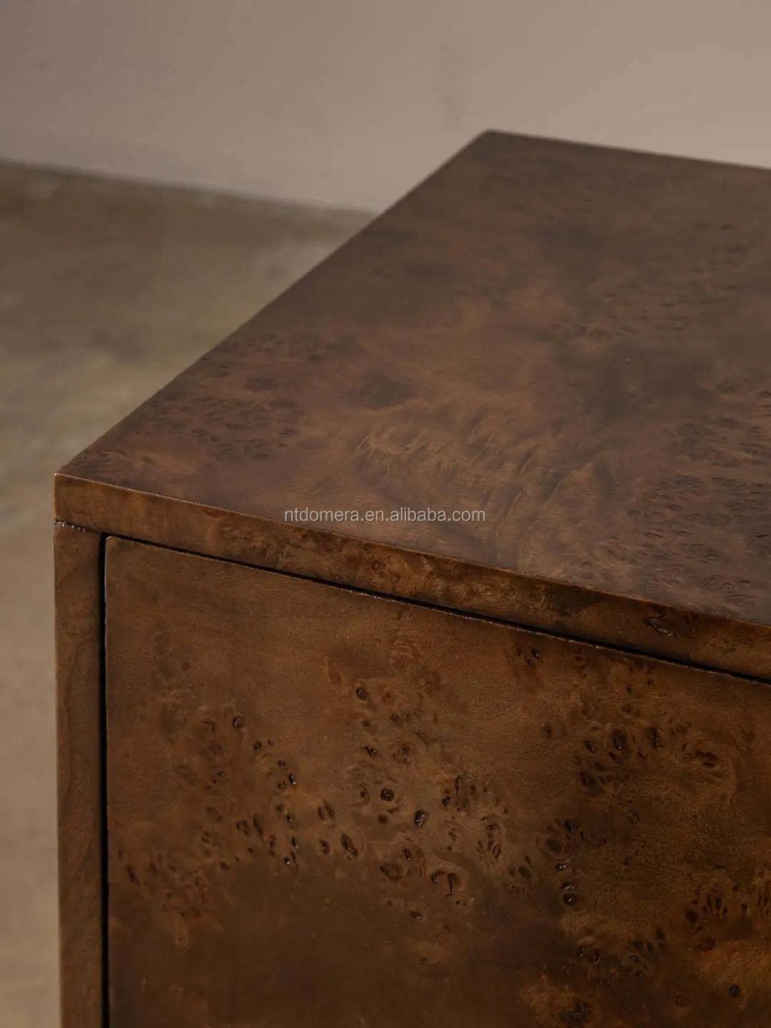 Vernier Modern Oak Linear Side Table with Bedroom Furniture Storage