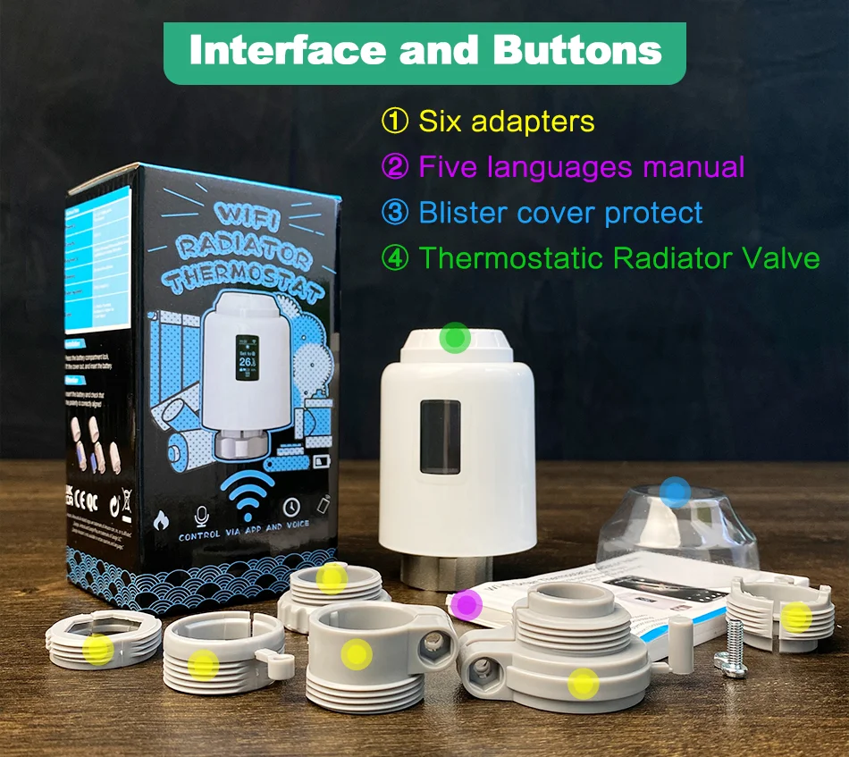 Termostato Tuya TRV WiFi, Casa Inteligente, Válvula Termostática Cabeça do Radiador, Atuador de Aquecimento, Controlador de Temperatura, Alexa,