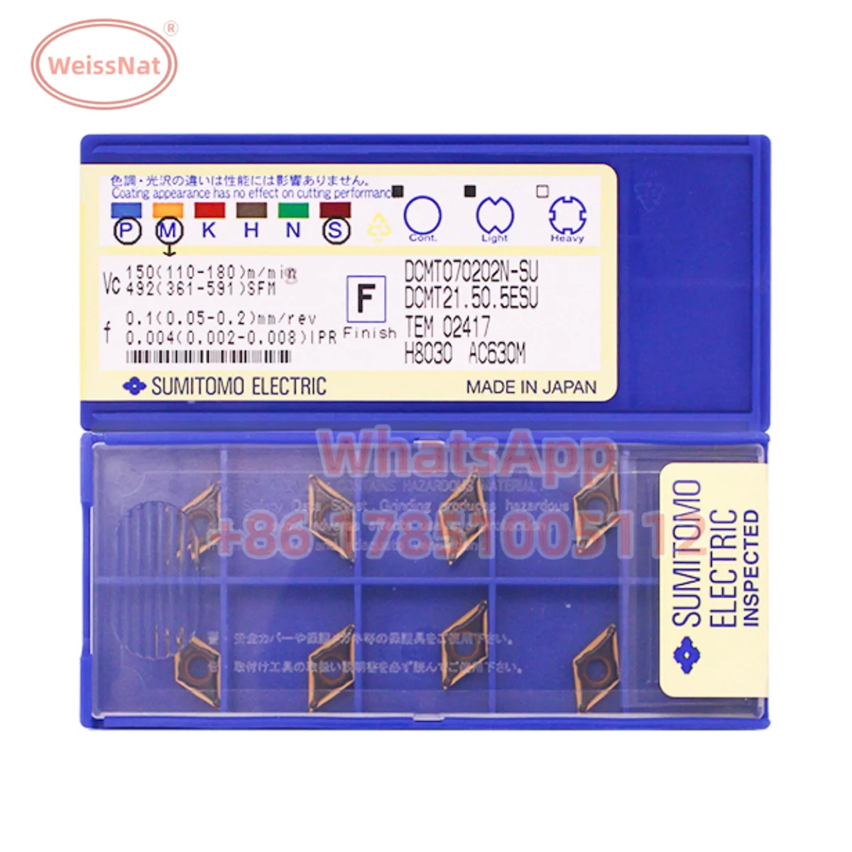 

SUMITOMO DCMT070202N DCMT070204N DCMT070208N DCMT11T302N DCMT11T304N DCMT11T308N AC630M AC6040M Carbide Insert DCMT Inserts