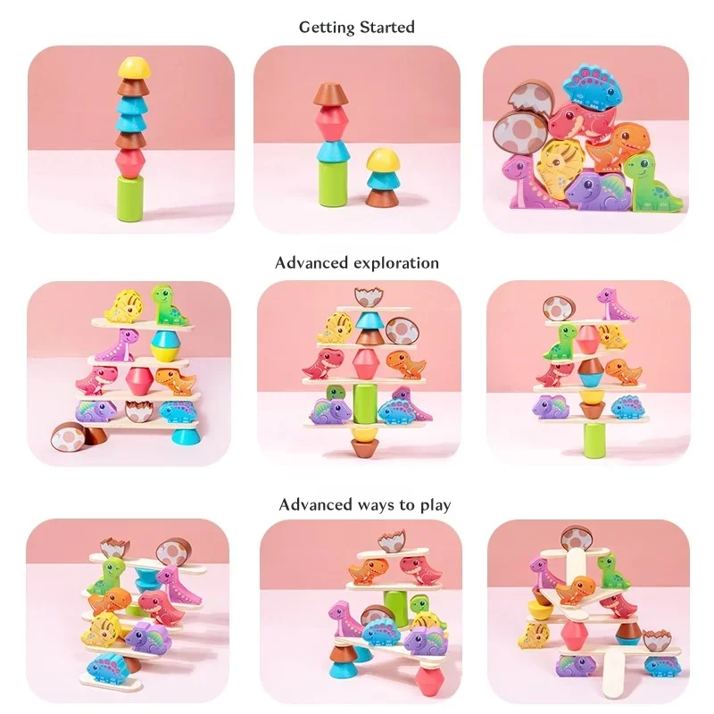 บล็อกไม้สามมิติสําหรับเด็ก 3 มิติ, บล็อกซ้อนสมดุลไดโนเสาร์, ของเล่นเพื่อการศึกษาสําหรับเด็ก, วันหยุด g