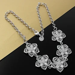 Beautiful Flowers Pendant 925 Sterling Silver Necklace For woman party fine Jewelry high quality Popular brands Christmas gifts