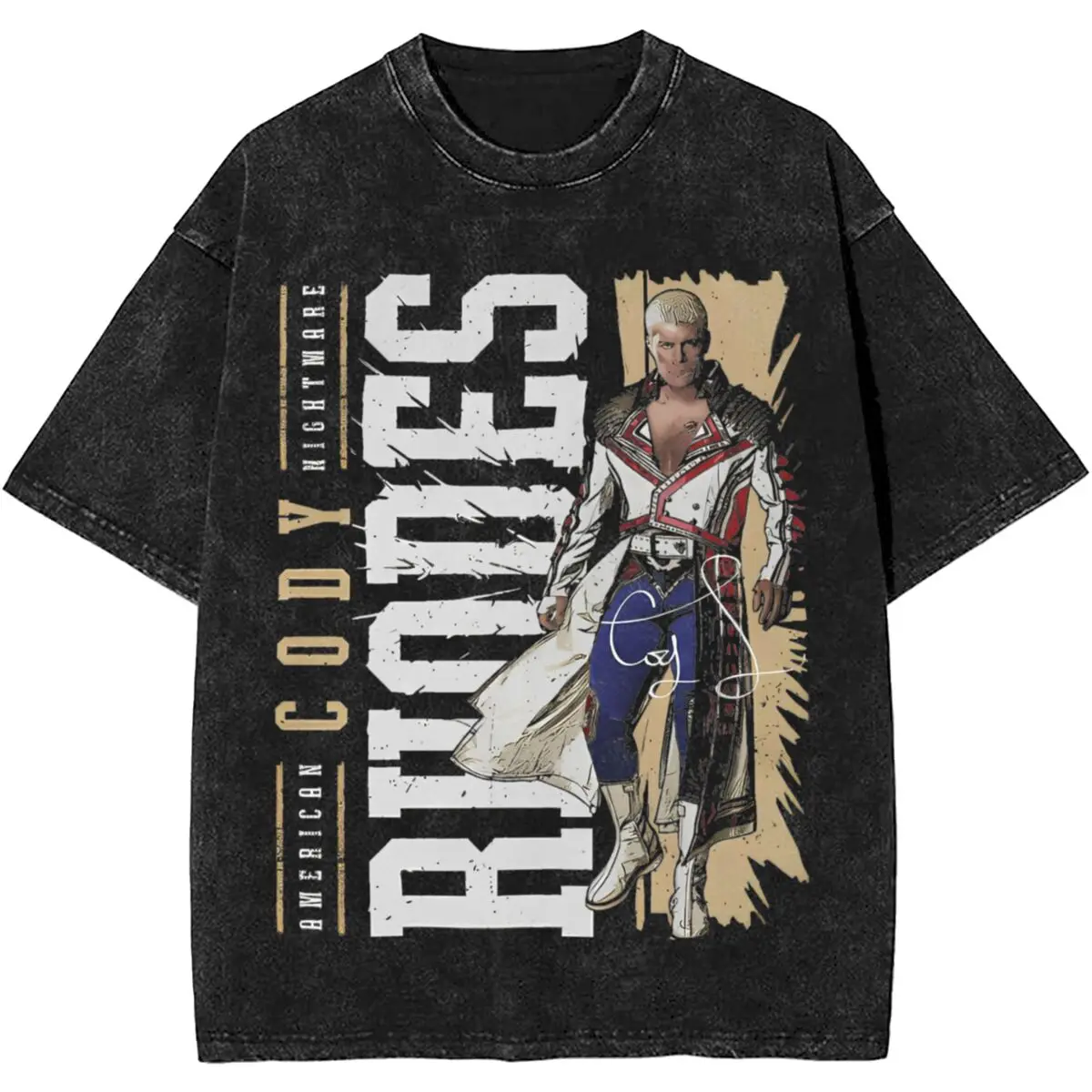 

Harajuku Washed Shirts Vintage Cody Rhodes American Wrestler Merch T Shirt Harajuku Wrestling Streetwear Cotton Summer Tee Shirt