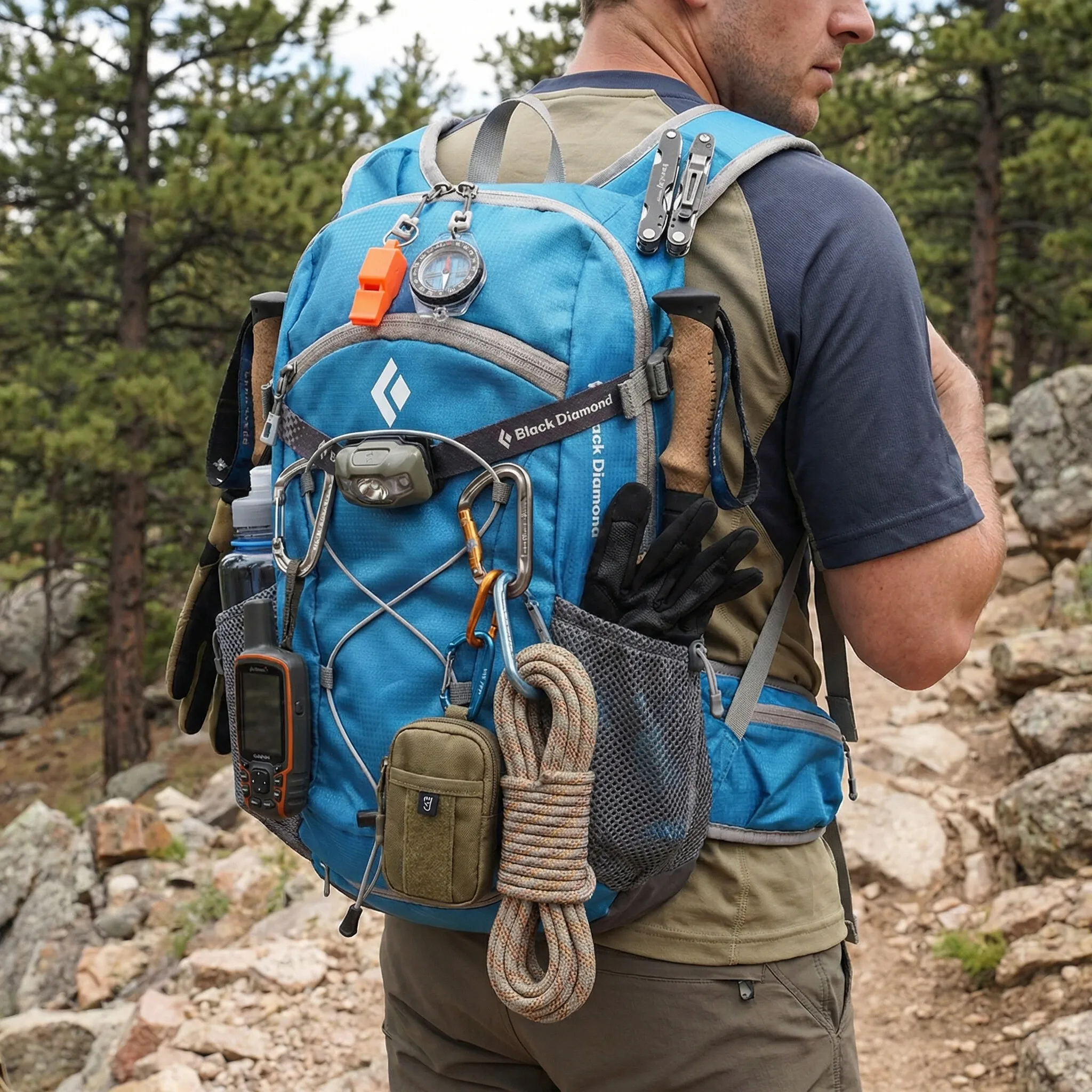 Black Diamond New Outdoor Lightweight Off-Road Backpack 20L Durable Water-Resistant Hiking Travel Bag for Men And Women