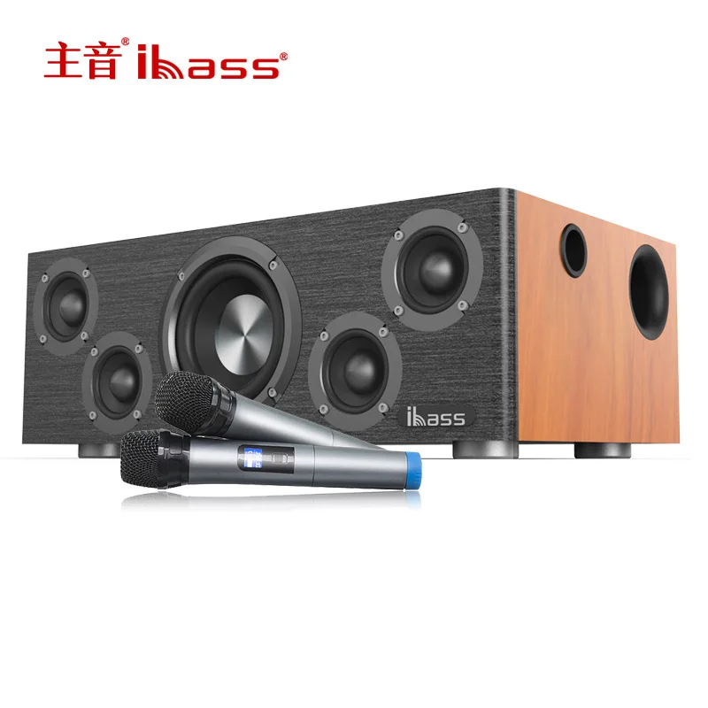 iBass Boost 200W Super Power Bluetooth Speaker Wooden Desktop Home Subwoofer Suitable For Home Theater K Song Mobile TV Computer