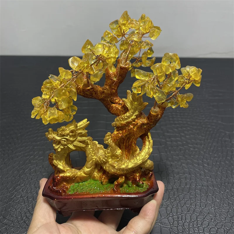 Natural Healing citrine Crystal crystal tree Fortune gold Money Tree citrine quartz gift Good Luck For Gifts fengshui