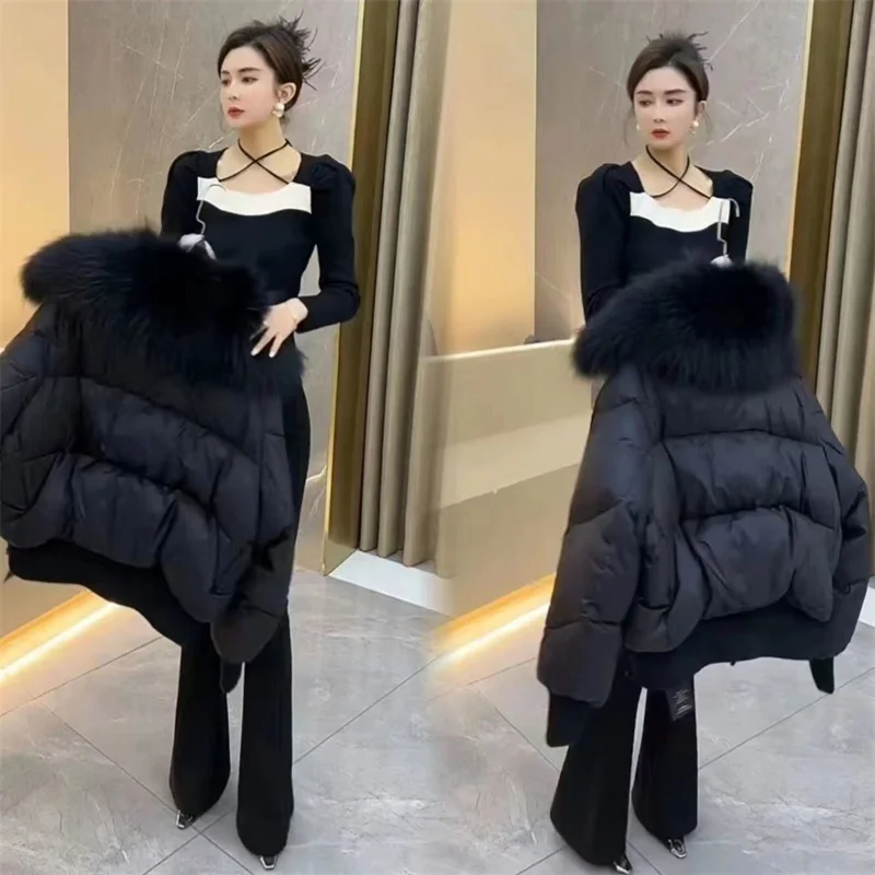 韓国女性用長袖綿入りコート 冬 レディースファッション 無地 パファージャケット 2025 女性用ショートパーカー アウター