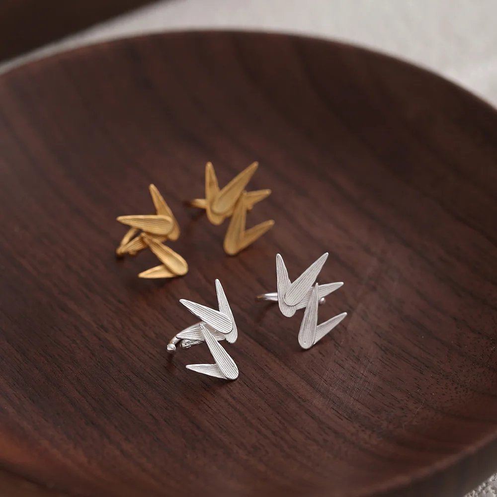 

GXGlint 925 Sterling Silver Clip Earrings Korean Earrings Elegant Wing Women's Ear Decor 925 Silver Leaf Earrings for Women