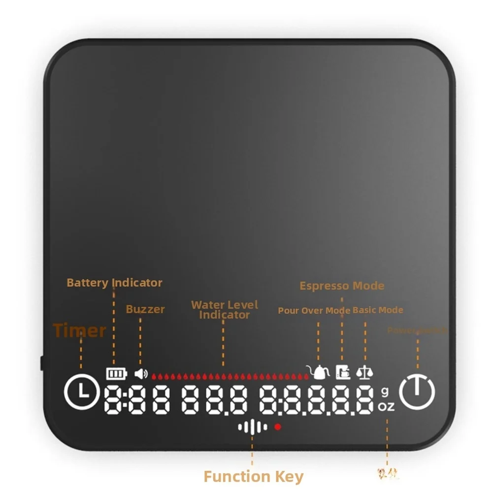 Portable Digital Display-Kitchen Coffee Scale 2000g Capacity 0.1g Accuracy With Built-in Timer For Precise Brewing