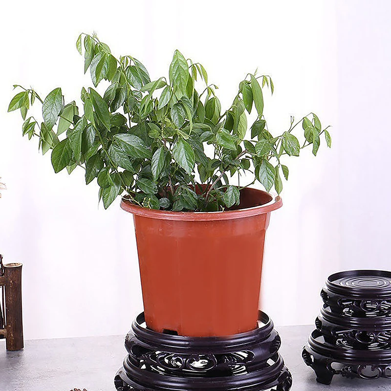 1Pc Plastic Pad High Flower Tray Frame Flowerpot Holder Holders Brown-black Garden Supplies Round Potted Decoration Base