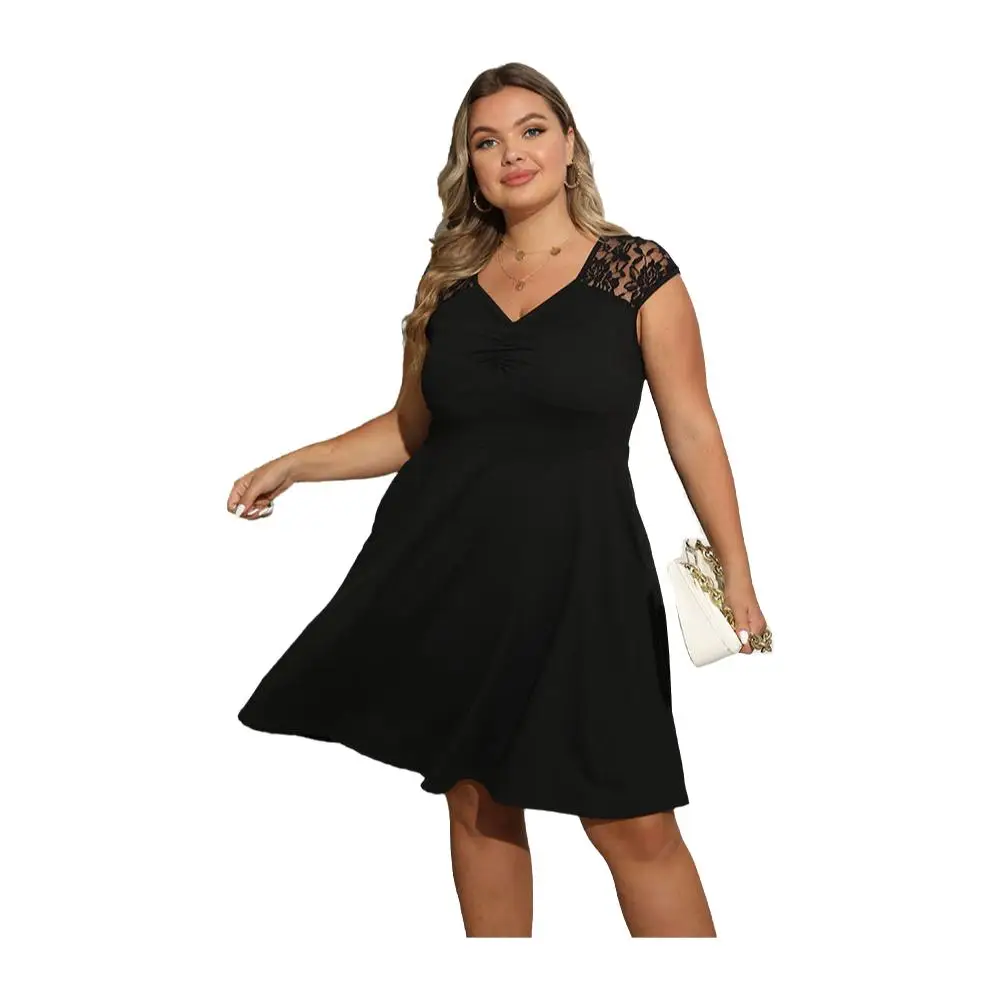 Plus Size damska bez rękawów koronkowa solidna sukienka damska sukienka na co dzień Tank Slim Fit suknia wieczorowa Cokctail