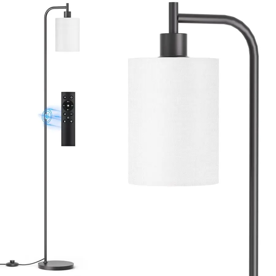 

Lamp with Linen Shade, Dimmable Tall Standing Lamp with Remote Control amp 3 Color Temperatures, Modern Floor Lamps for Living R