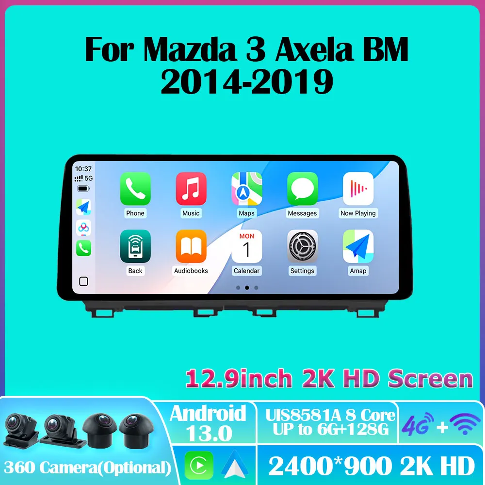 12.9inch Android 13 Car Radio For Mazda 3 Axela BM 2014-2019 Carplay Autoradio Multimedia Player Stereo GPS Navigation Auto 5G