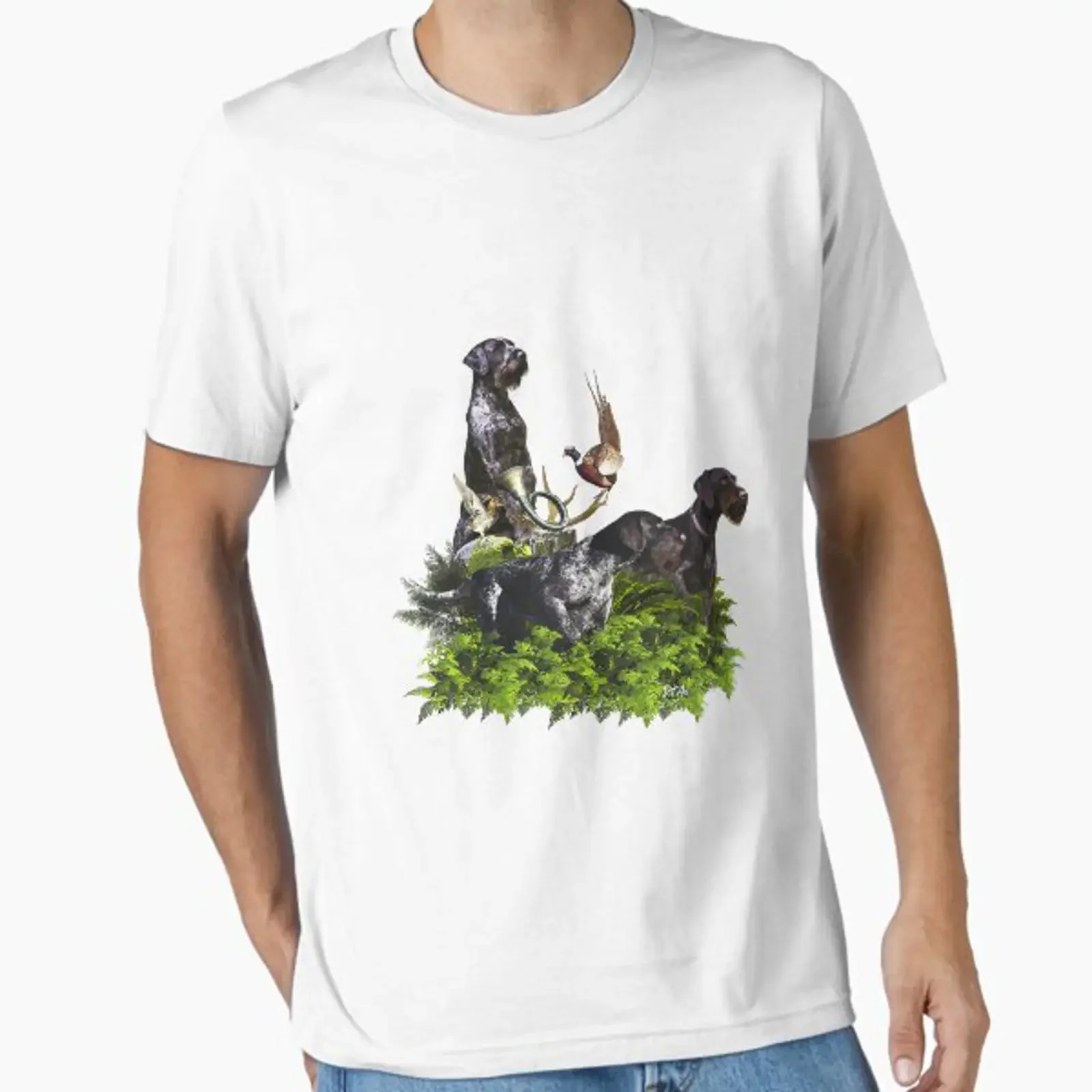 German Wirehaired Pointers Gundogs Essential T Shirt vintage Washed Stretched Unisex Casual graphic designer clothes Stylish