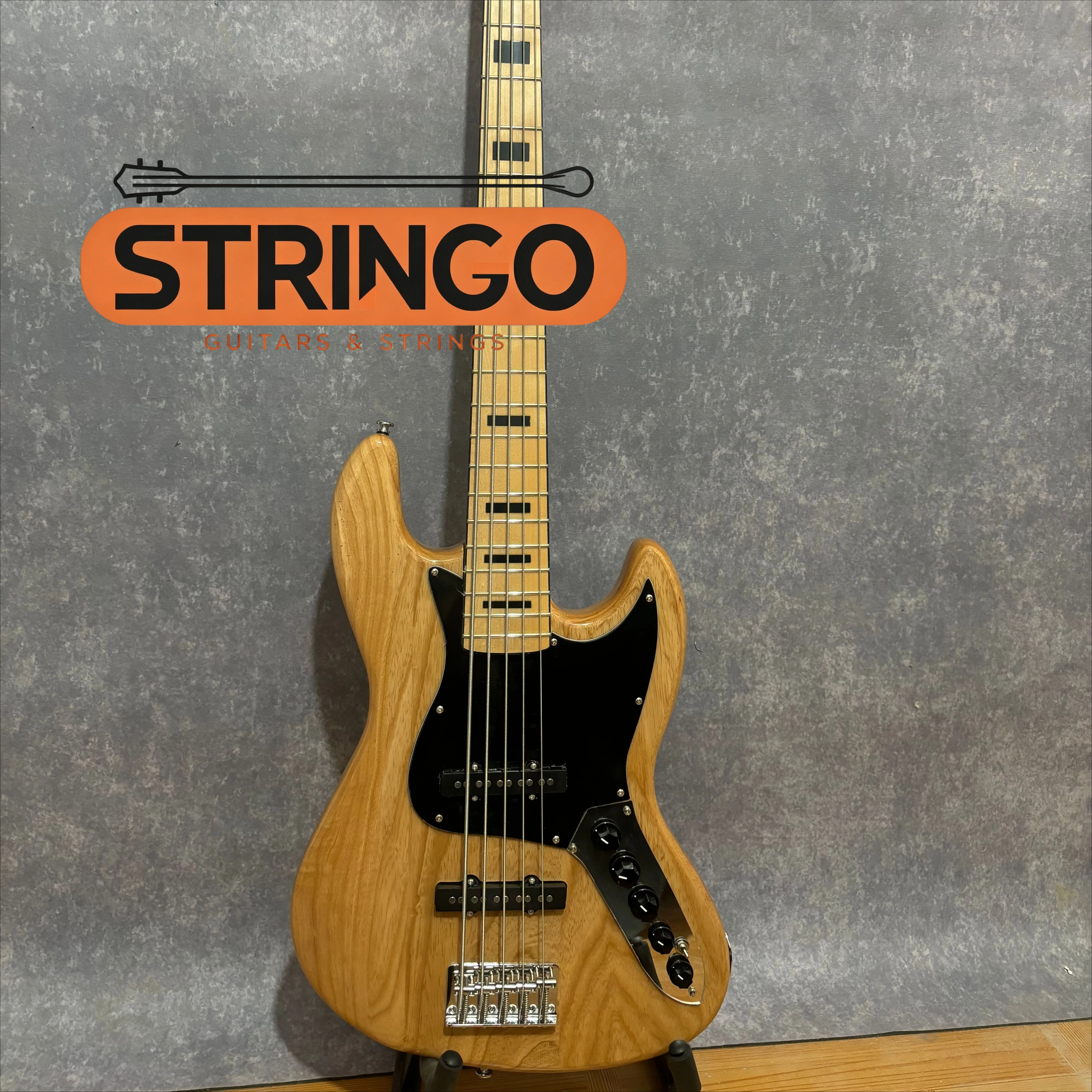 Natural 5 String Jazz Electric Bass Ash Body Maple Fingerboard Clear Low Tone Advanced Bassist Solo Ensemble Bass