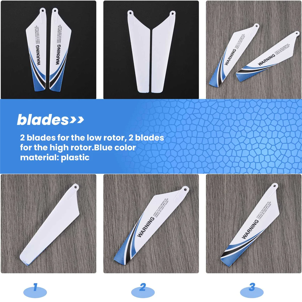 AT77 Syma 4pcs spare blades for helicopter rotor rc S107, Blue