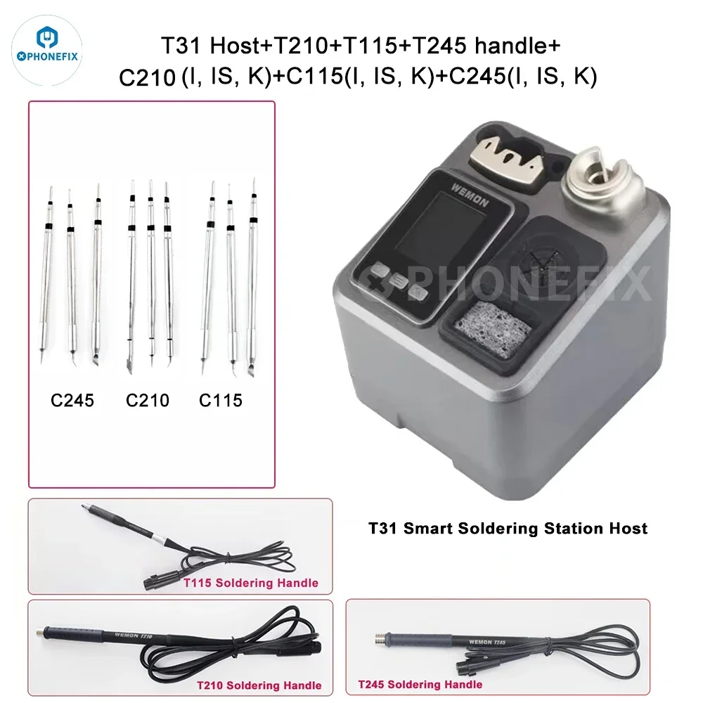 

WEMON T31 Professional Soldering Rework Station Kit Support C115 C210 C245 Handle for JBC Aixun Electronics Welding Repair Tools