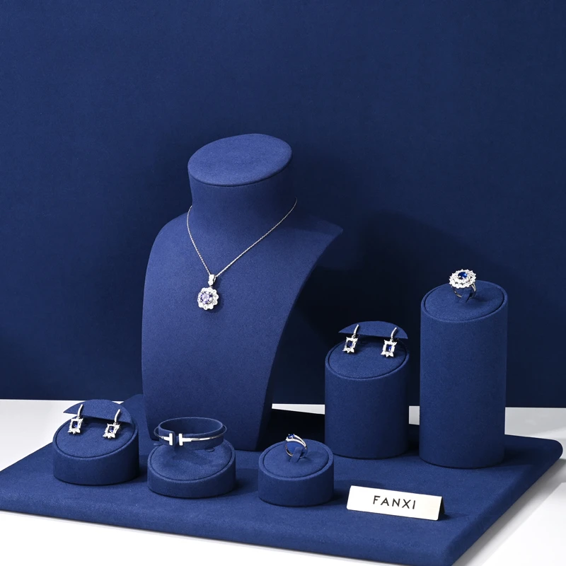 Blue microfiber jewelry display rack Jewelry display props Necklace ring bracelet Jewelry display rack