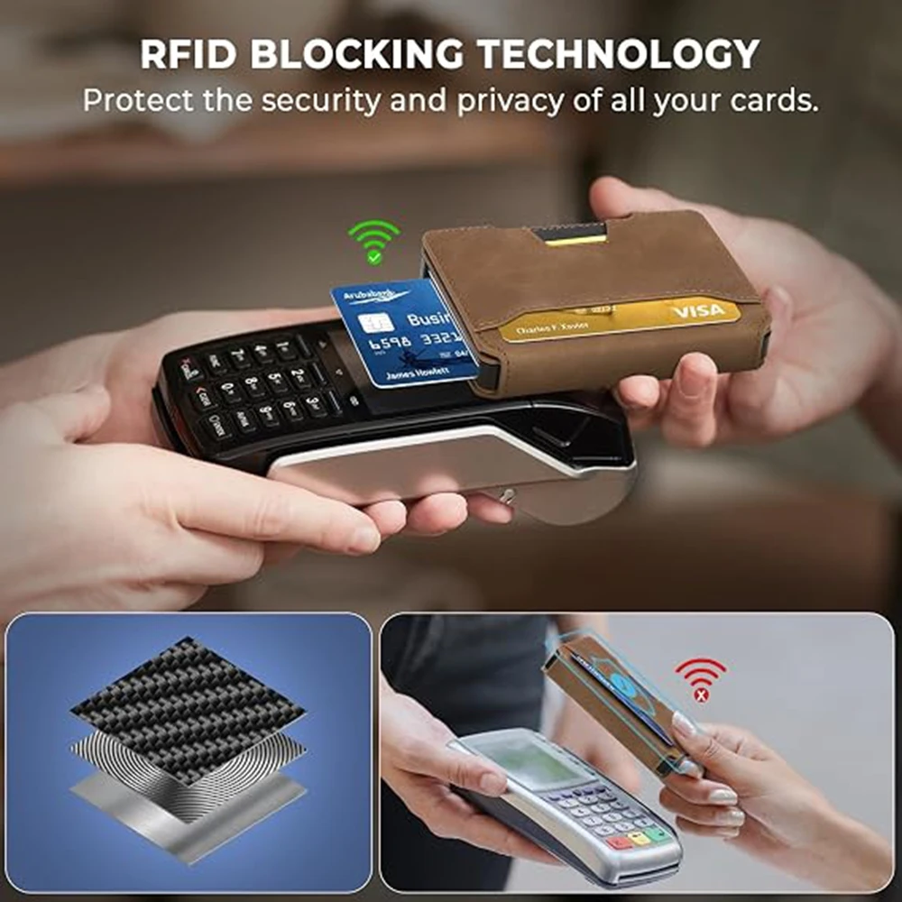 Geldbörse für Herren, Pop-Up RFID-blockierender Aluminium-Kreditkartenhalter | Fasst 9-13 Karten, integrierter Geldclip & Ausweisfenster – Detail 27