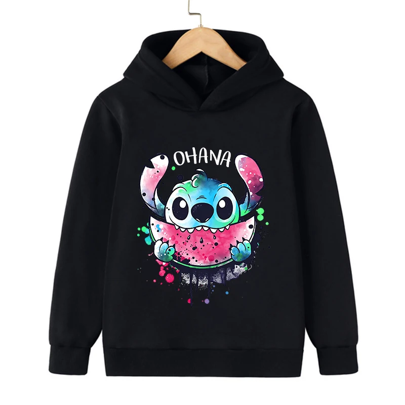 90s  Disney Stitch Hoodie Children Cartoon Kid Girl Boy Lilo and Stitch Sweatshirt Hoody Baby Casual Top Clothes