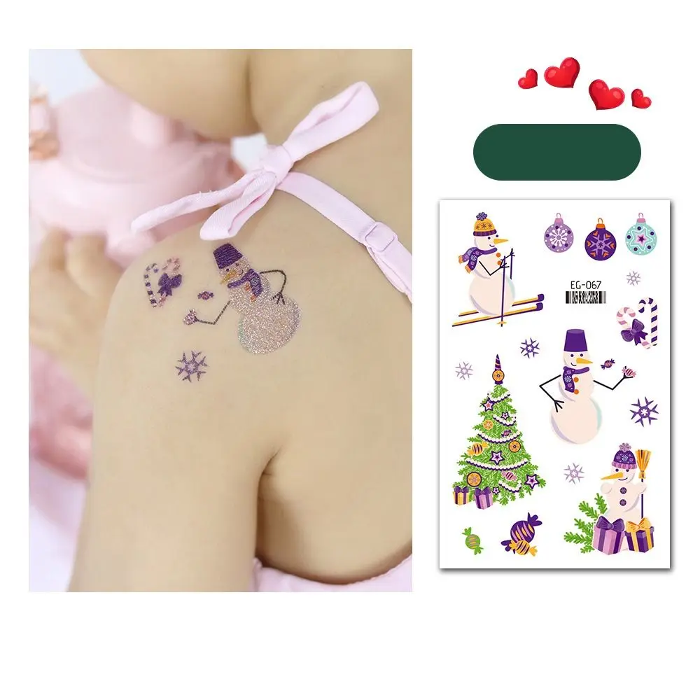 Snowman Waterproof Temporary Tattoo Sticker Body Art Cartoon Festival Tattoo Long Lasting Cute Christmas Stickers Child