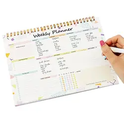 Weekly Planner Notebook Desk Weekly Coil Schedule Notepad Multi-Functional Planning Tool For Travel Study Homework Work And