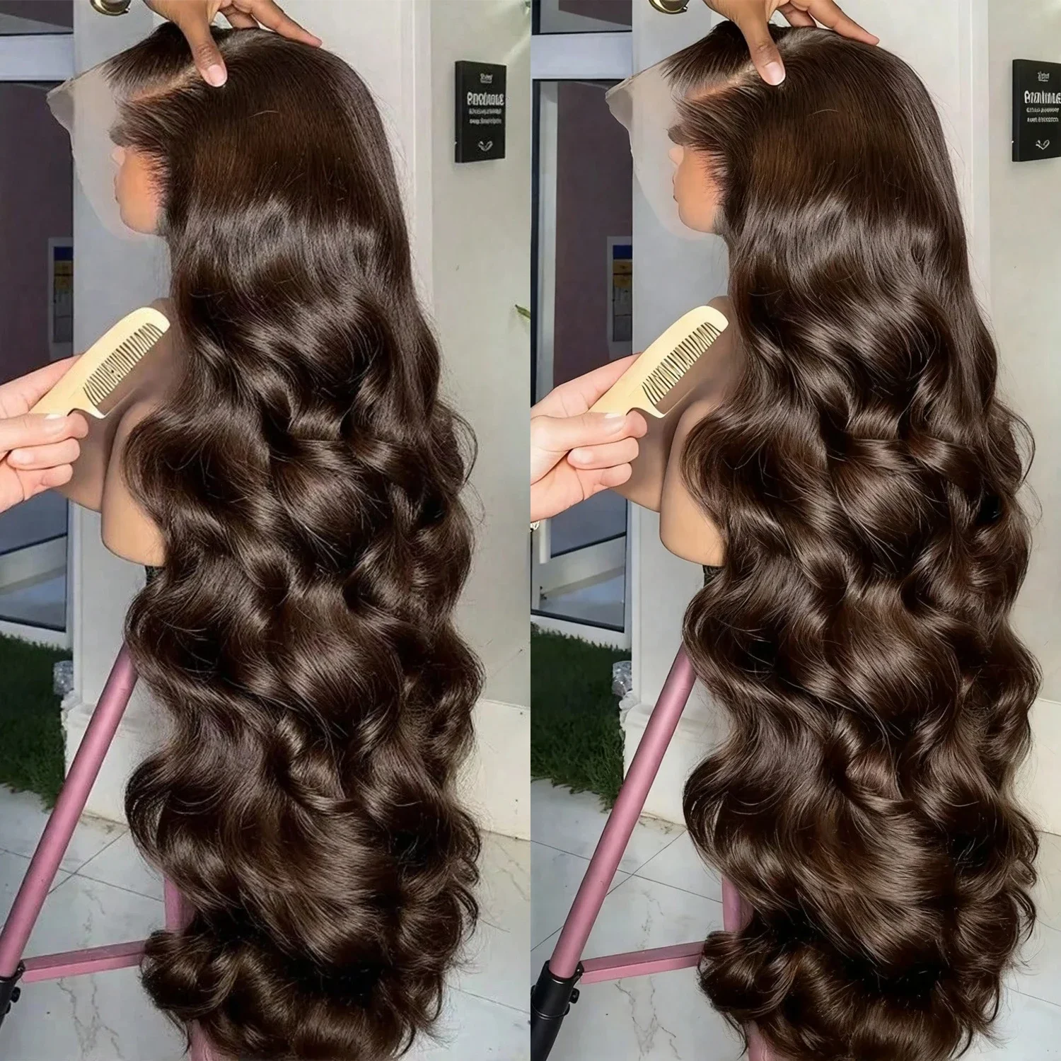 

Коричневые парики с волнистыми прядями 13x6, с HD-кружевной передней частью, для женщин, 100% натуральные человеческие волосы, бразильские, предварительно прорезиненные, из необработанного волоса.