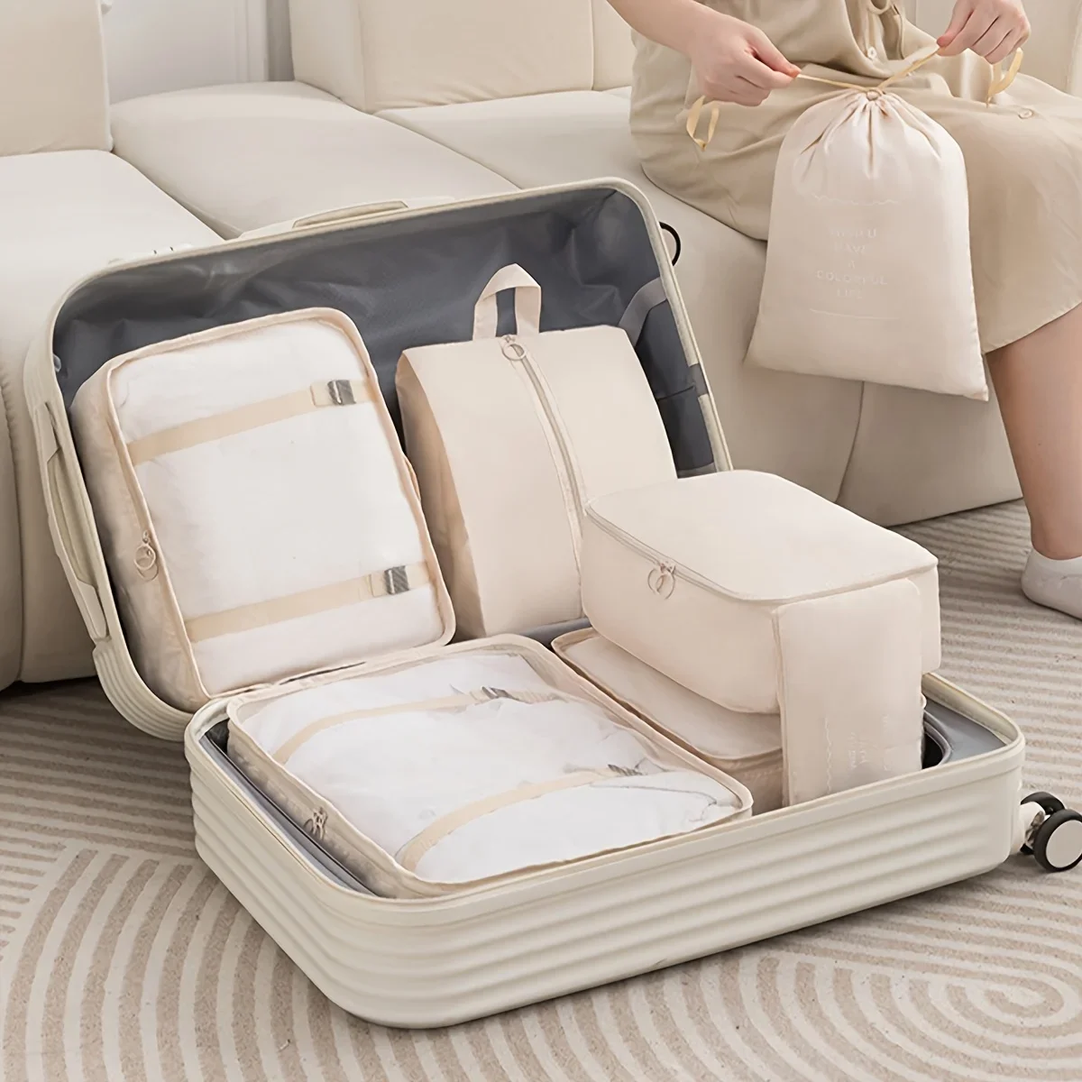 8pcs/Set Travel Storage Bag Clothes Luggage Travel Organizer Blanket Digital Shoes Sorting Bag Suitcase Tidy Pouch Packing Cubes