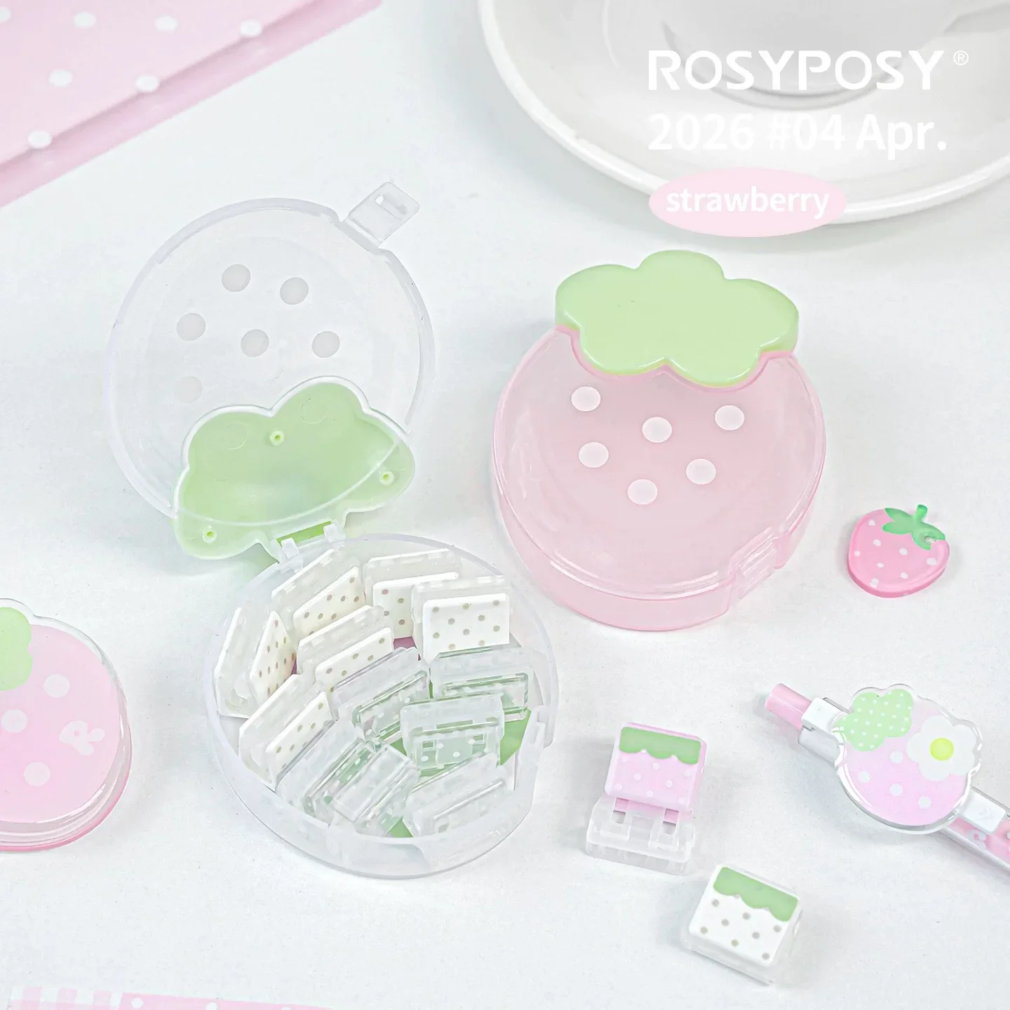 

Kawaii Strawberry Push Clip Set Document Paper Fixing Clips Office School Storage Binder Clips Bookmark Stationery