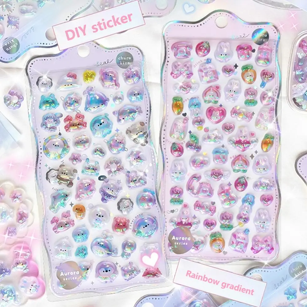 Kawaii 3D الحيوانات ملصقات لطيف البسيطة التدرج ملصقات سجل القصاصات الكرتون ملصق DIY مجلة القرطاسية الفن ملصقات الجمالية #1