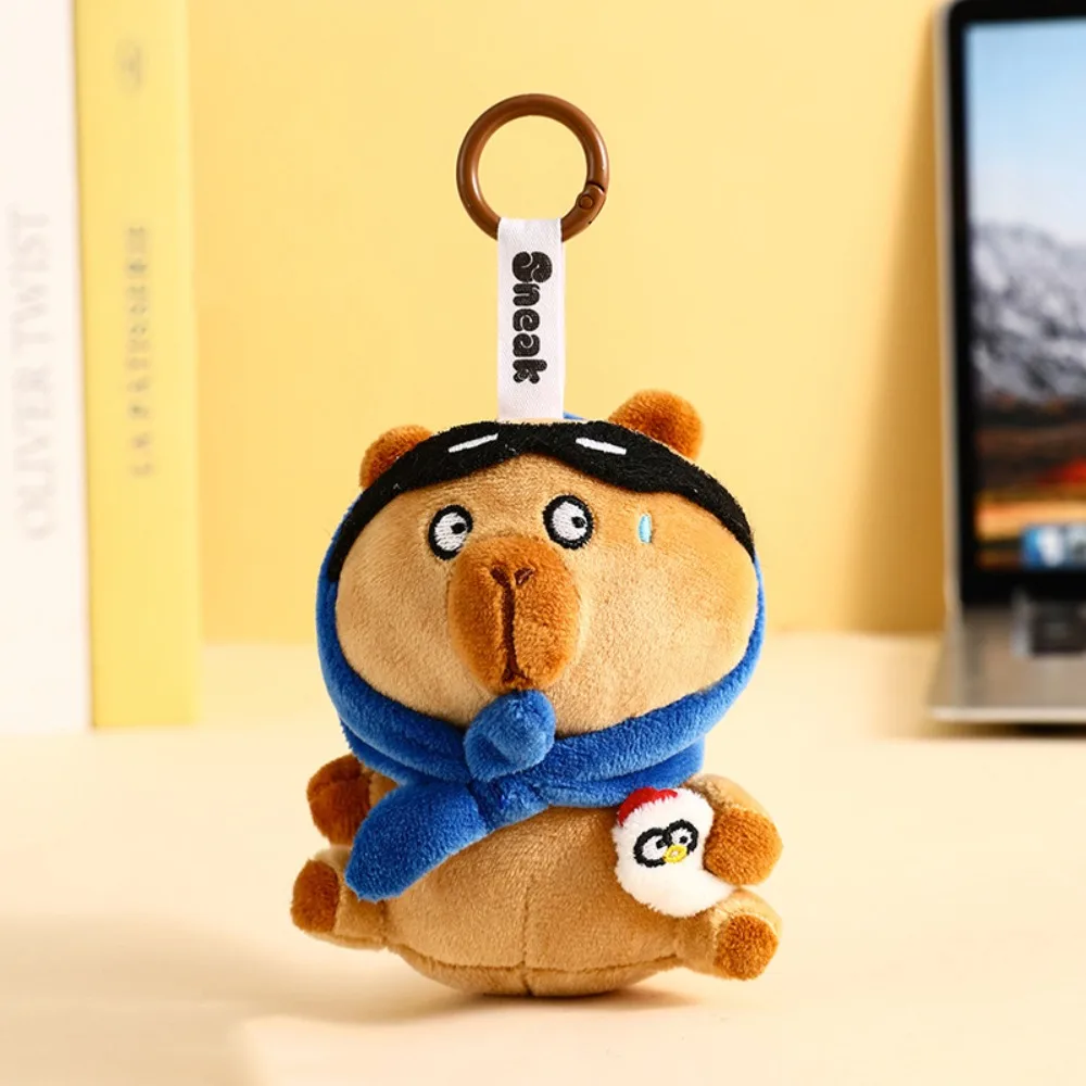 도둑 느낌 카피바라 플러시 키체인 노란 병아리 키링 플러시 팬더 인형 키체인 만화 컬렉션