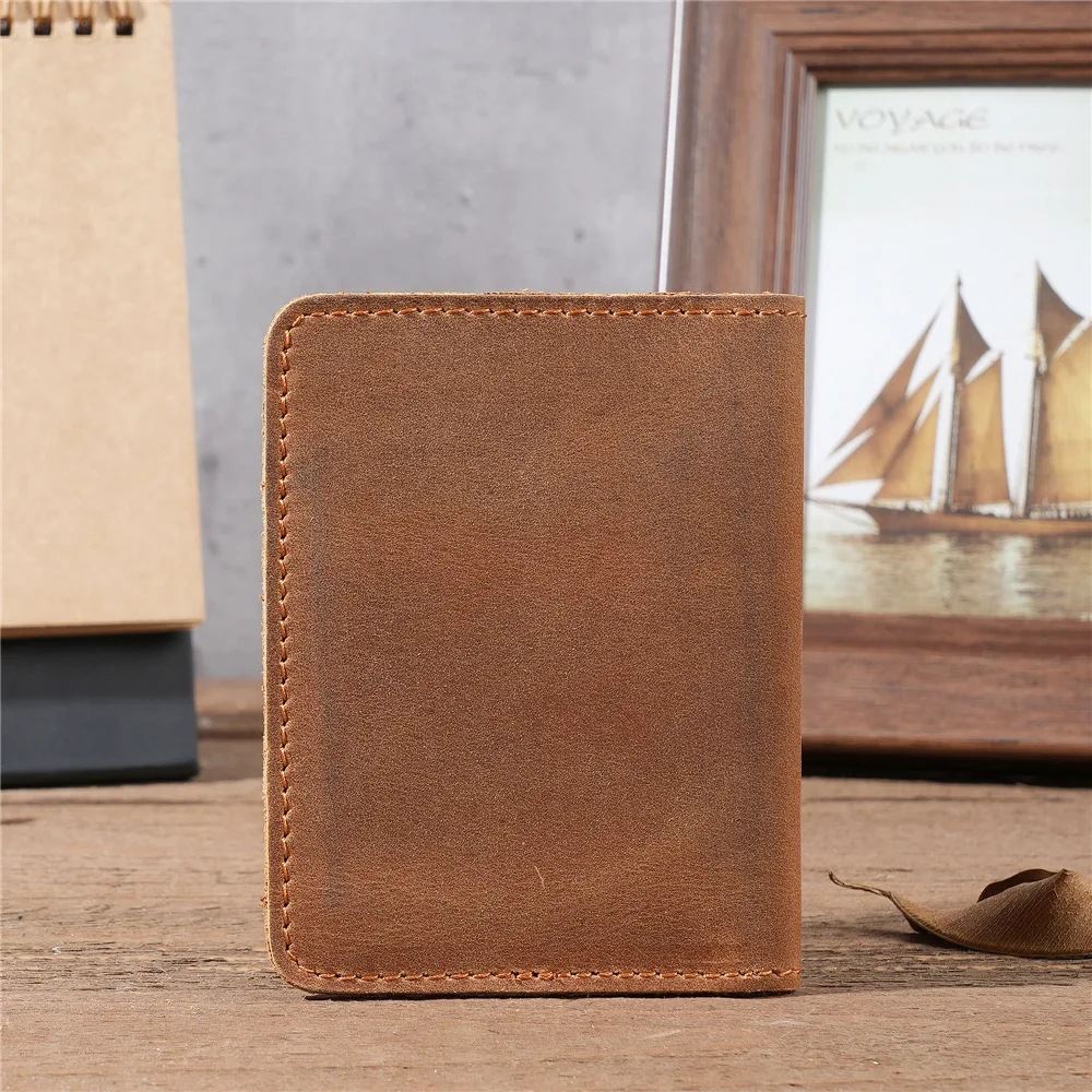 Handcraft Leather Credit Card Holder Vintage Men's Wallet For Credit Cards Case And Driver License Vintage Brown Minimalist