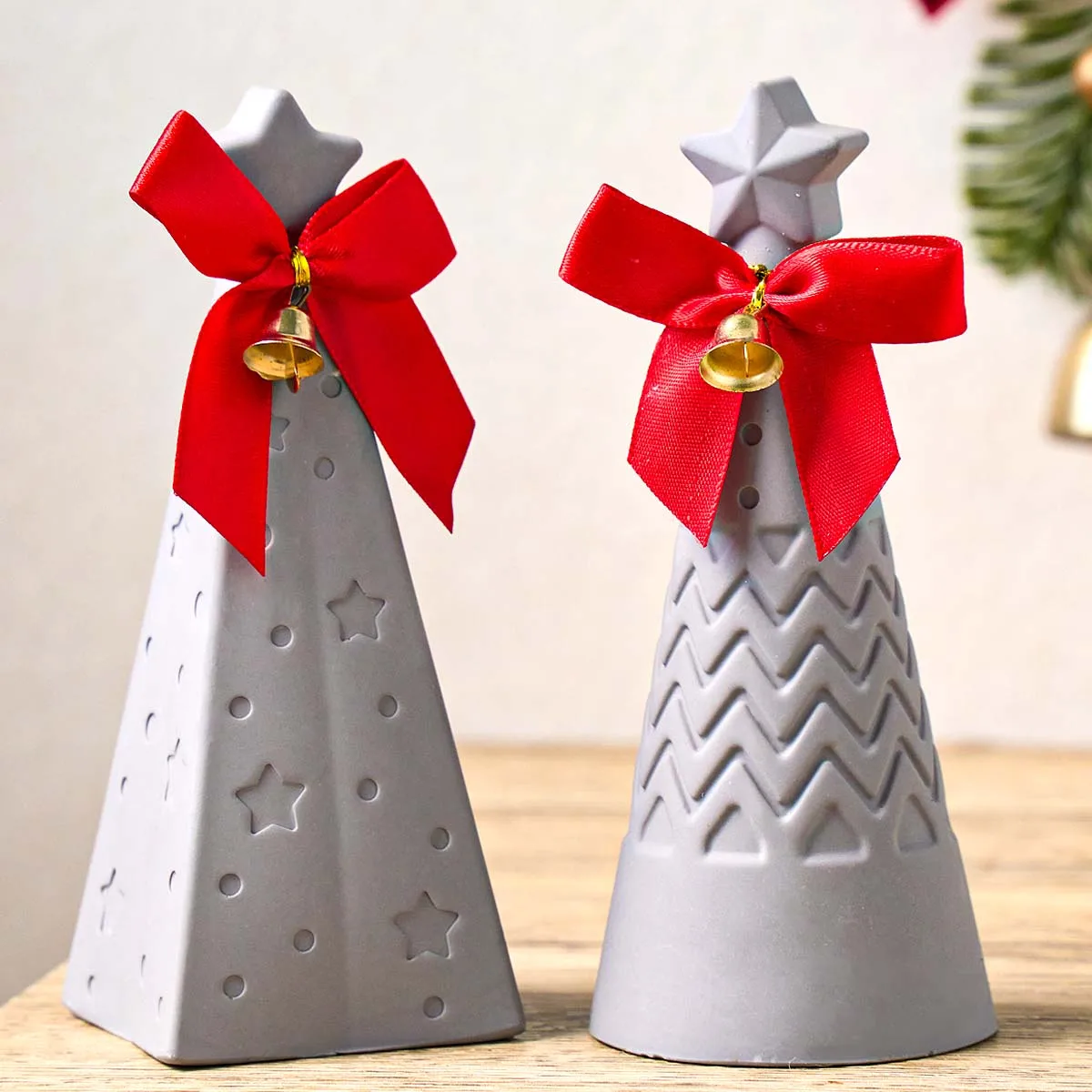 Weihnachten Ornament Säule Silikon Kerze Form DIY Handgemachte Stern Kegel Aromath Seife Gips Harz Weihnachten Formen Hause Handwerk Dezember – Detail 3