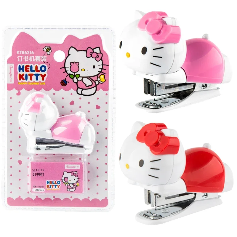 Sanrio Olá Kitty Grampeador Set, Mini Encadernação Máquina, Material Escolar, Escritório Papelaria, Ferramentas de encadernação, Estudante bonito, No.10