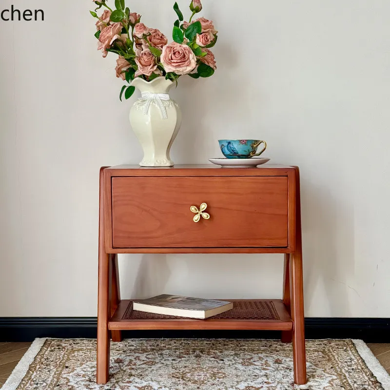 HXL Vintage Sofa Bedroom Bedside Table Storage Solid Wood Storage Cabinet