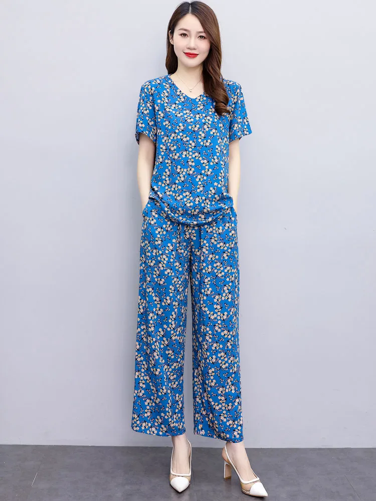 

Elegant Silk Cotton Pajamas Long Sleeve Thin Home Clothes Set for Middle-Aged Women Summer Comfortable Breathable Sleepwear