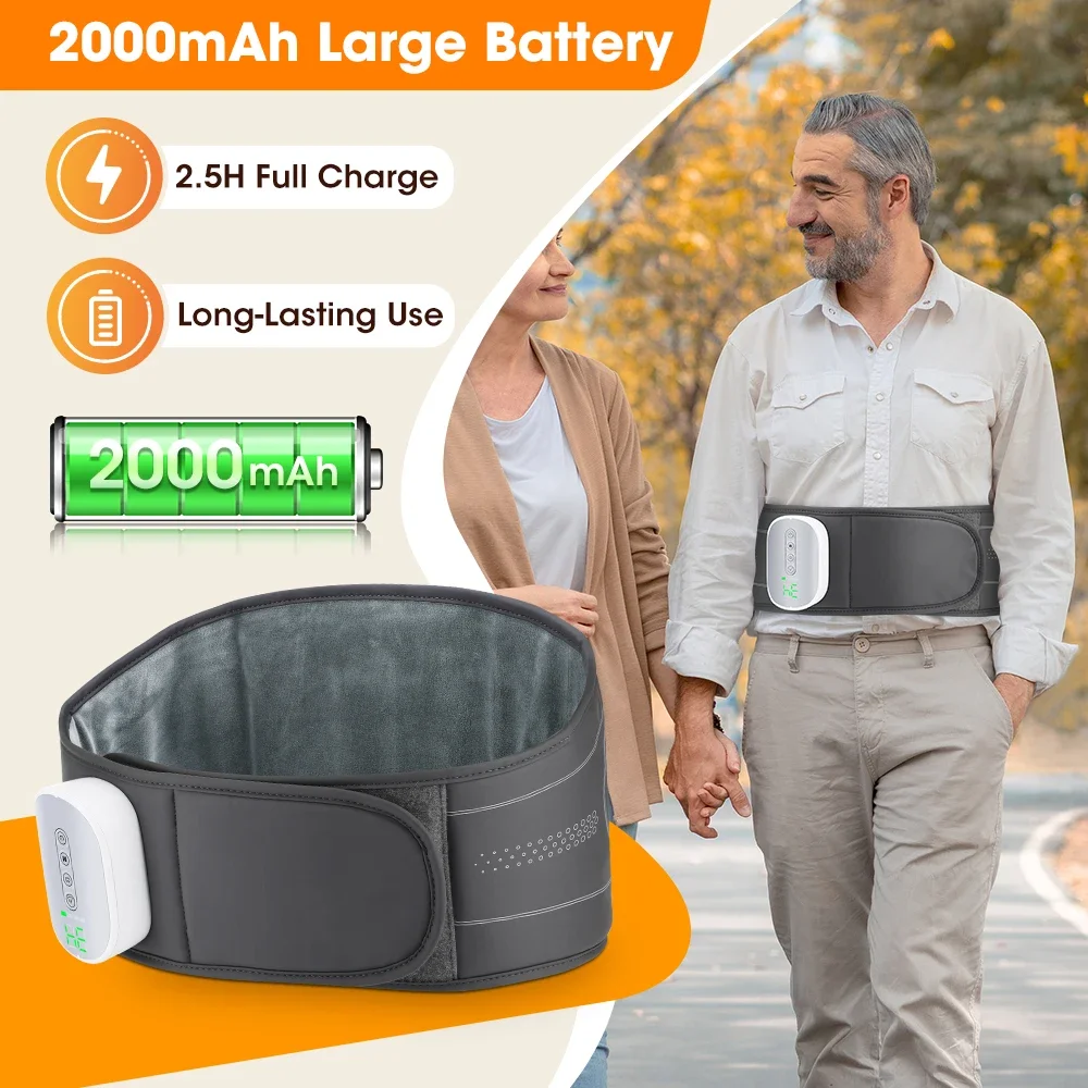 Heated Waist Massager Belt Air Compression 3 Modes 4 Intensities Lumbar Massage Cordless Rechargeable Back Massage for Man Woman view 3