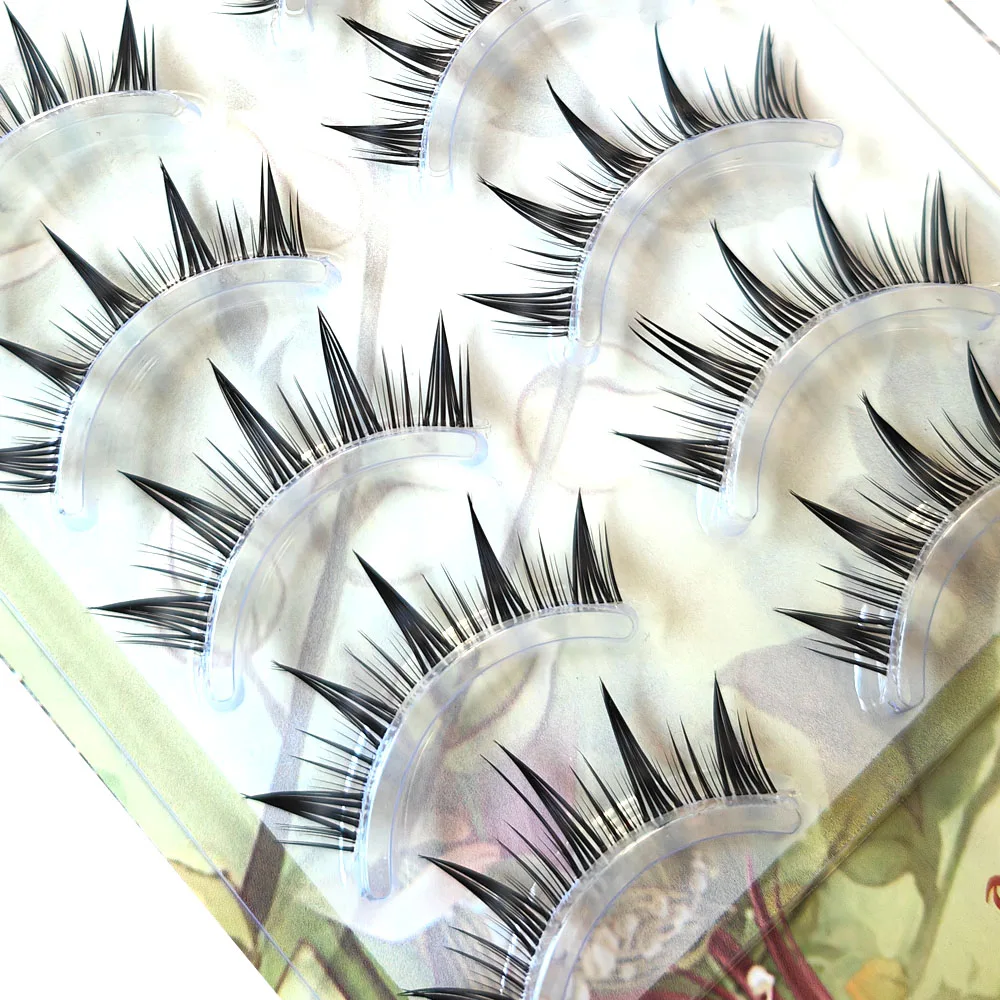 5 Pairs Makeup Natural Look False Eyelashes Manga Lashes Fluffy Soft Cross Fairy Little Devil Eyelash Extension Reusable Tools