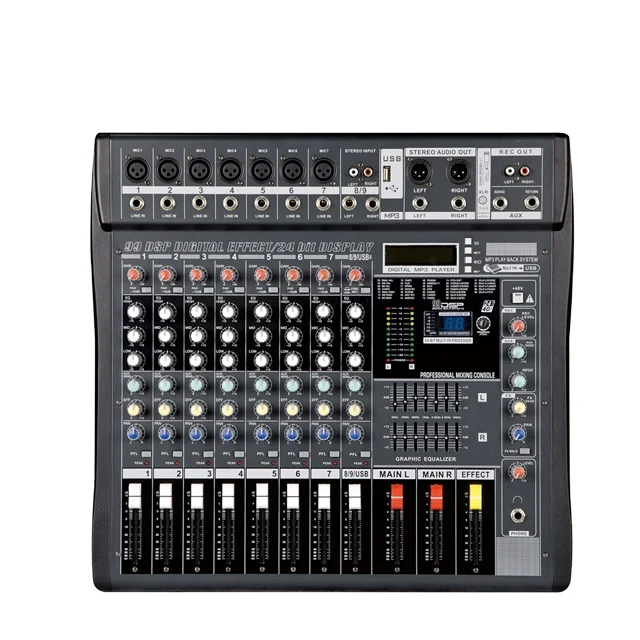 High Quality Professional Karaoke Mixer USB Audio Interface DJ Console With Metal Construction 8/12/16 Channels 99 DSP Effects