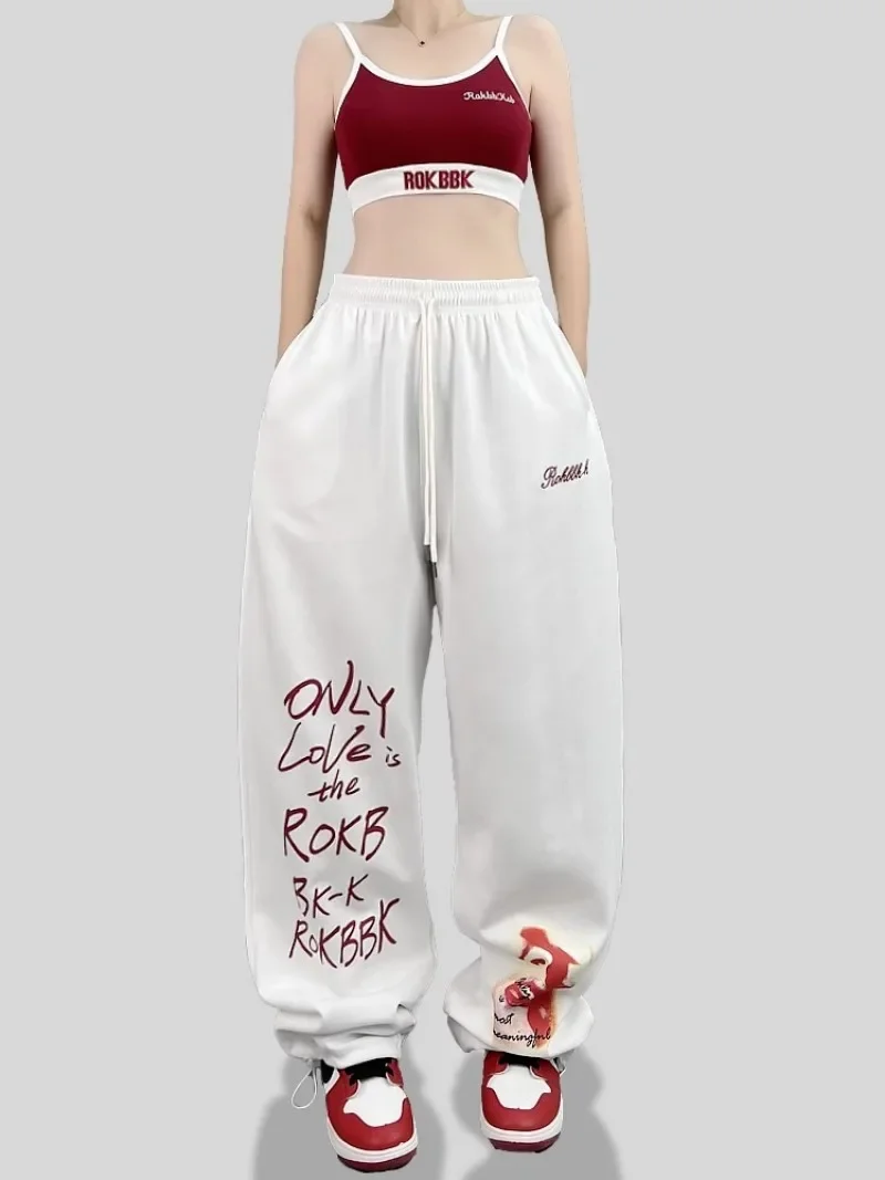 Korean Street Hip Hop Sports Pants Women's High Street Street Dance High Waist Loose Wide Leg Casual Jazz Dance Pants Y2k