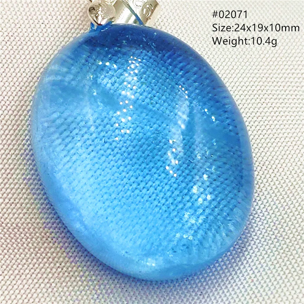 Natural Blue Topaz Quartz Pendant Necklace Healing Stone Women Men Topaz Oval Jewelry Pendant AAAAA