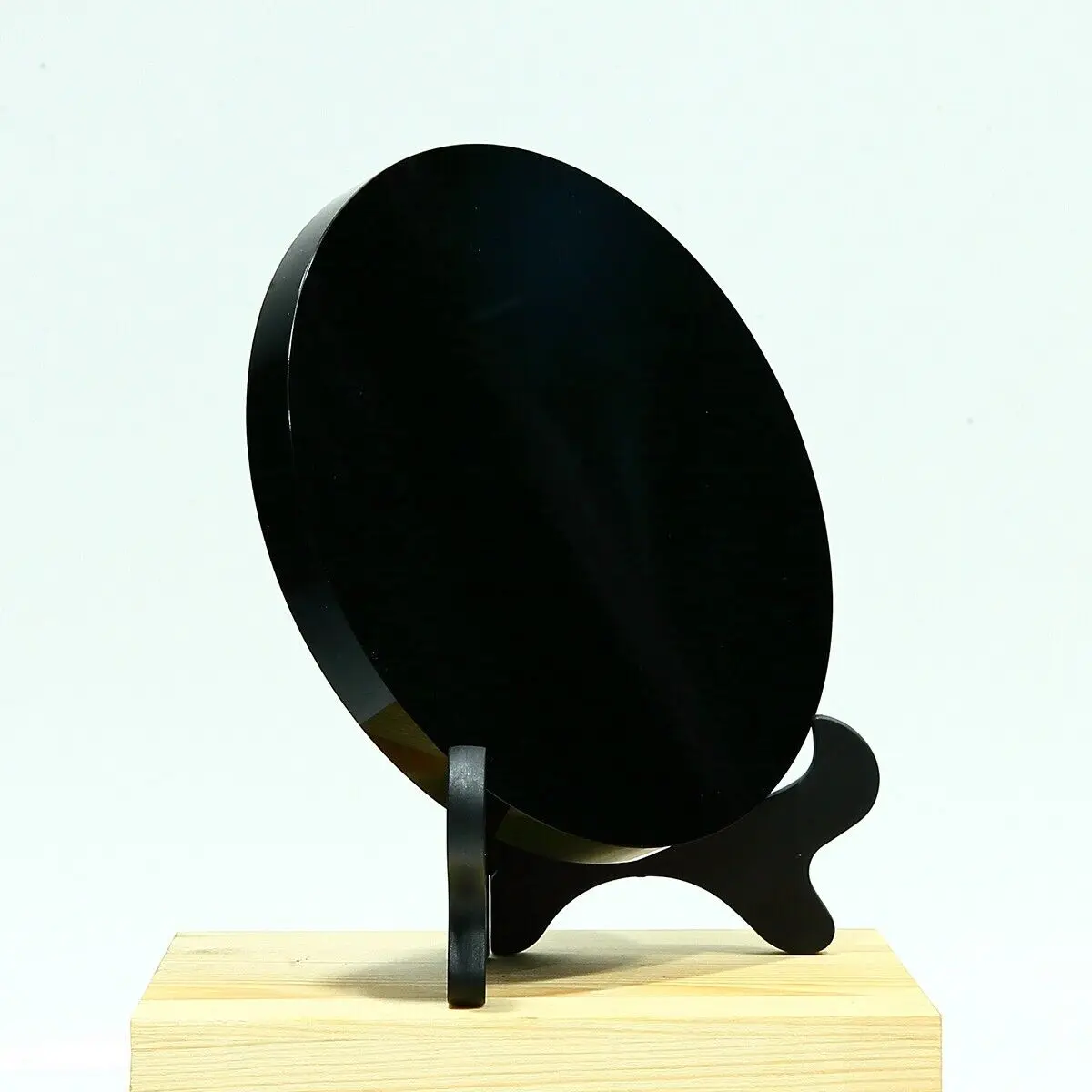 Natural Obsidian Mirror Stone Disc Tezcatlipoca Mexico Aztec Maya Mexican 1pcs image 5