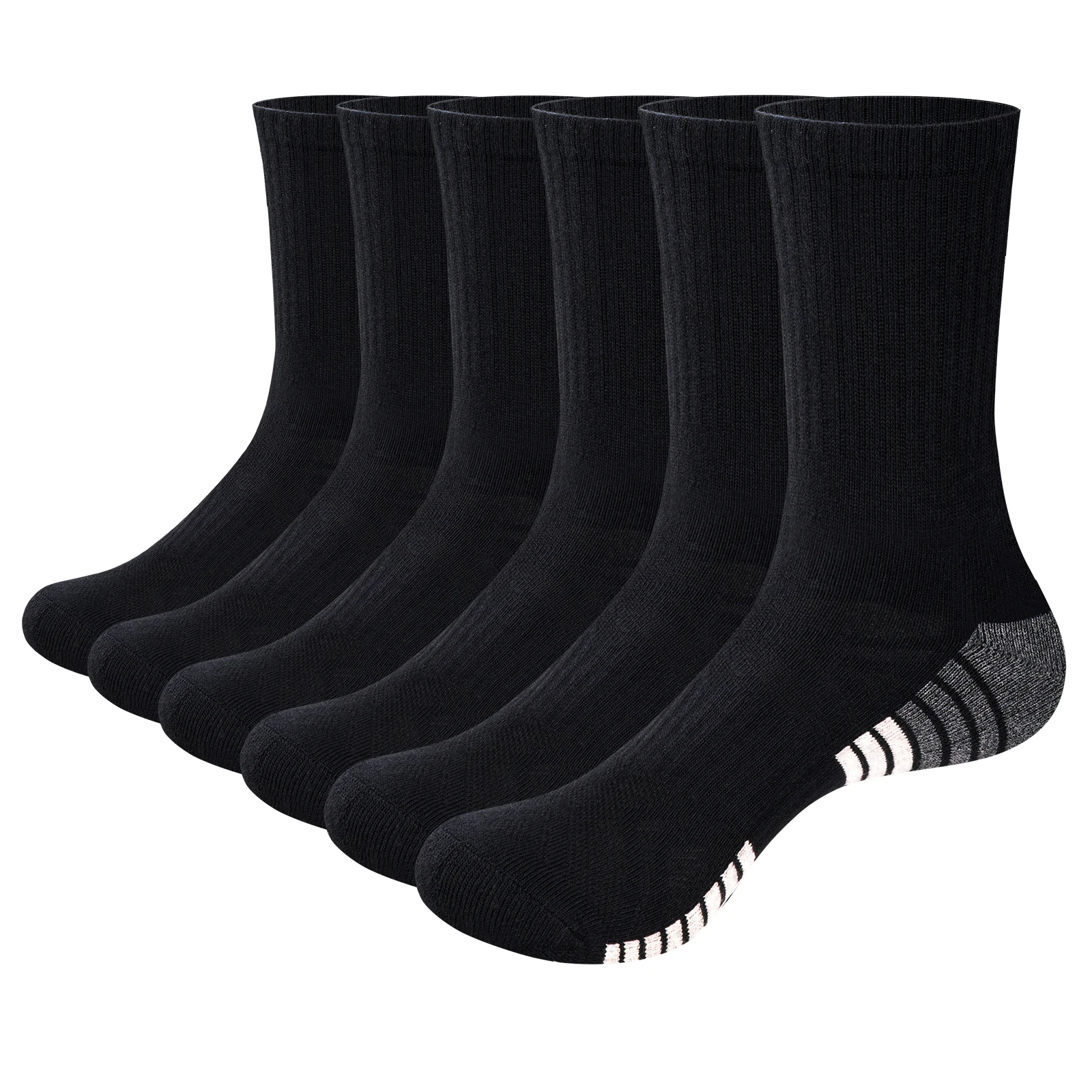 

YUEDGE Mens Gym Tennis Golf Training Athletic Socks Moisture Wicking Mens Socks Anti-Odor Cotton Cushioned Crew Socks, 6 Pairs