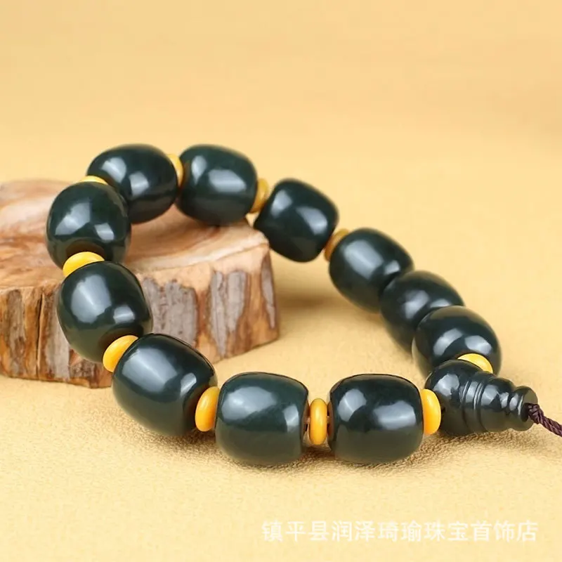 Hetian Jade Men, Large Jadeite Bead Bracelet, Old Style Abacus Beads Handheld